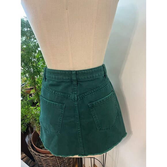 Free People We The Free Cotton Zip Up Women’s Size 26 Green Mini Denim Skirt - Picture 3 of 7